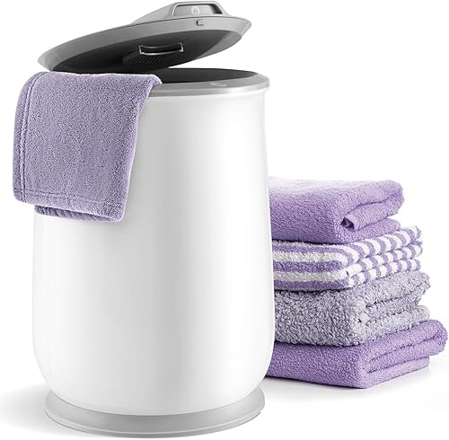 Tangkula Cubo calentador de toallas para baño, barril calentador de toallas con tapa abatible de 21 litros con bloqueo de seguridad, apagado