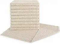 Kit 05 Tapetes para Banheiro Com Antiderrapante Grosso 550g/m² 45x70cm 100% Algodão - Bege