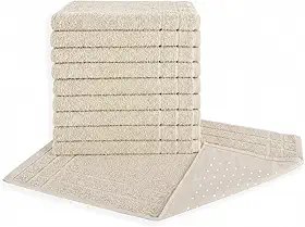 Kit 05 Tapetes para Banheiro Com Antiderrapante Grosso 550g/m² 45x70cm 100% Algodão - Bege