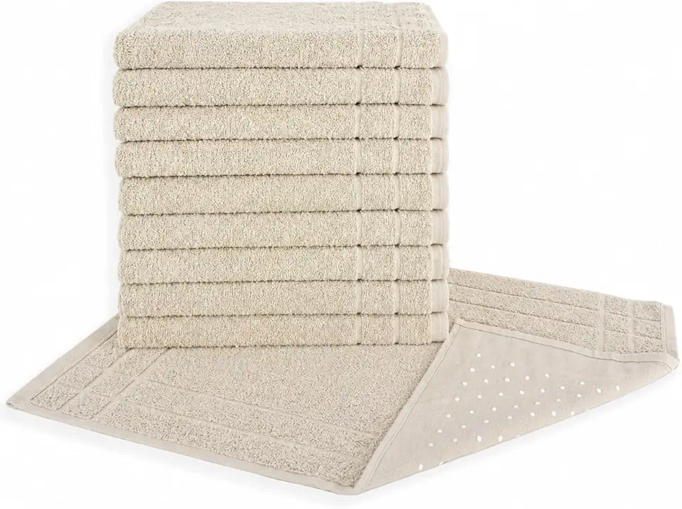 Kit 05 Tapetes para Banheiro Com Antiderrapante Grosso 550g/m² 45x70cm 100% Algodão - Bege