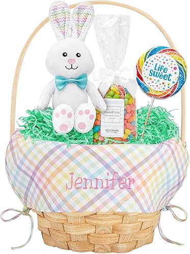 Miniatura 10 de Let's Make Memories Canasta de Pascua personalizada de mimbre de 12 pulgadas, diseño de lotes azules