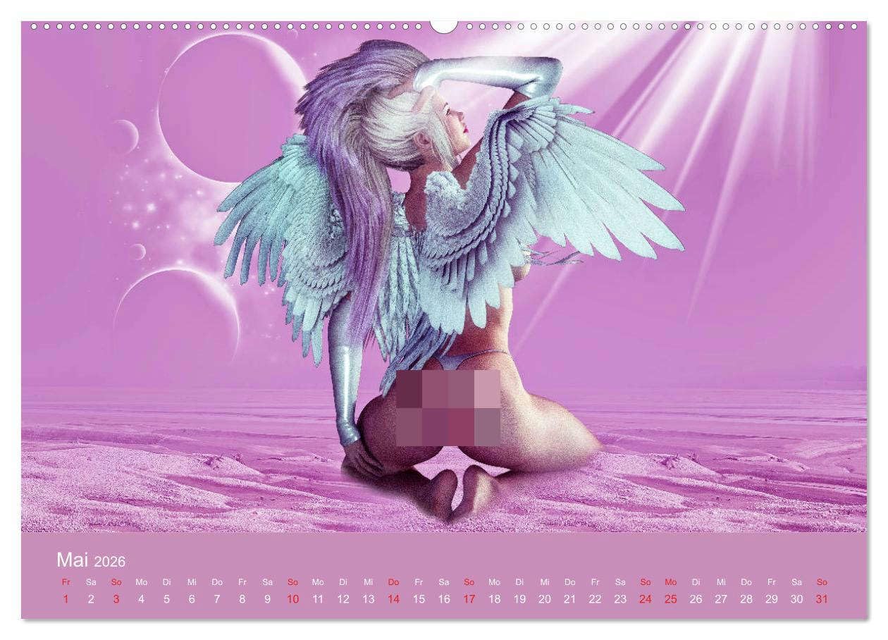 Engel der Verführung - Mythologie als Akt (hochwertiger Premium Wandkalender 2026 DIN A2 quer), Kunstdruck in Hochglanz: Engel mal ganz anders. (CALVENDO Erotik)