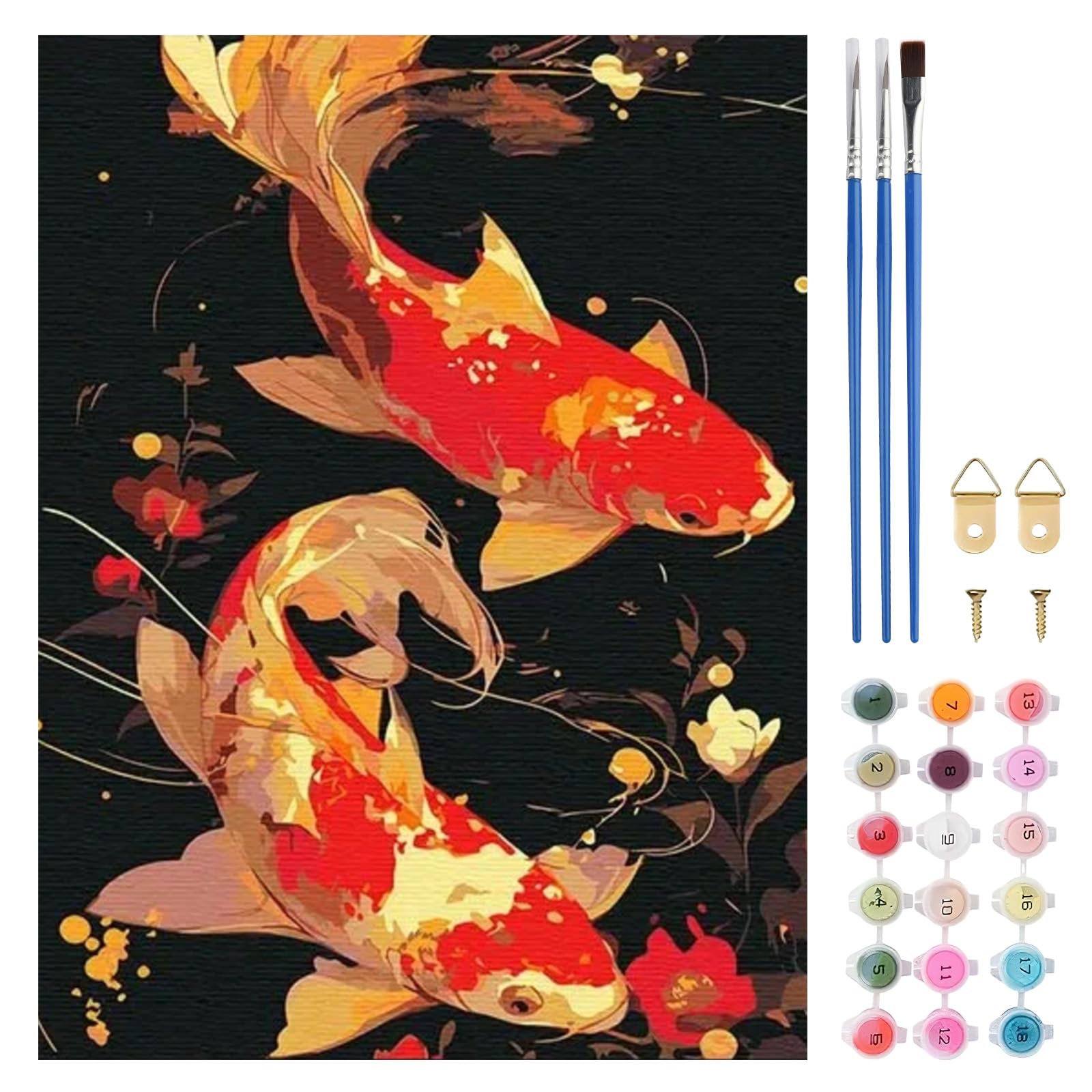 TLIOBLO Carp Paint by Numbers Kit for Adults, DIY Animals Fish Adults Painting by Numbers Kits on Canvas for Home Wall Decor Gift 30x40cm (Without Frame) — image 1