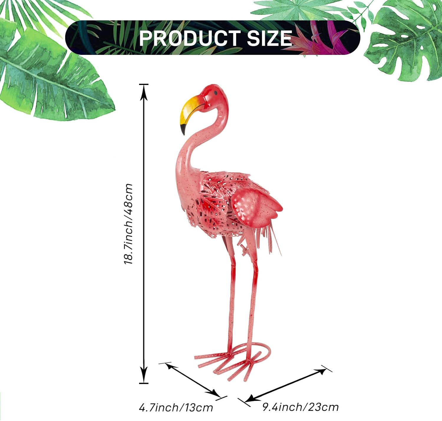 Metal Flamingo Garden Statues Outdoor Decor, Pink Flamingo Outdoor Sculptures Yard Art Decoration for Home Patio Lawn Backyard, Gift for Women Lovers Moms
