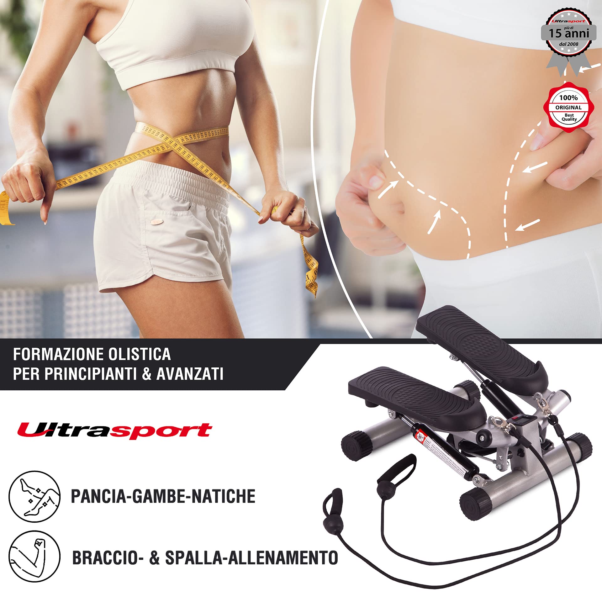 Ultrasport Swing Stepper, Su-giù Stepper, Stepper Con o Senza Bande di Allenamento, Allenamento Olistico
