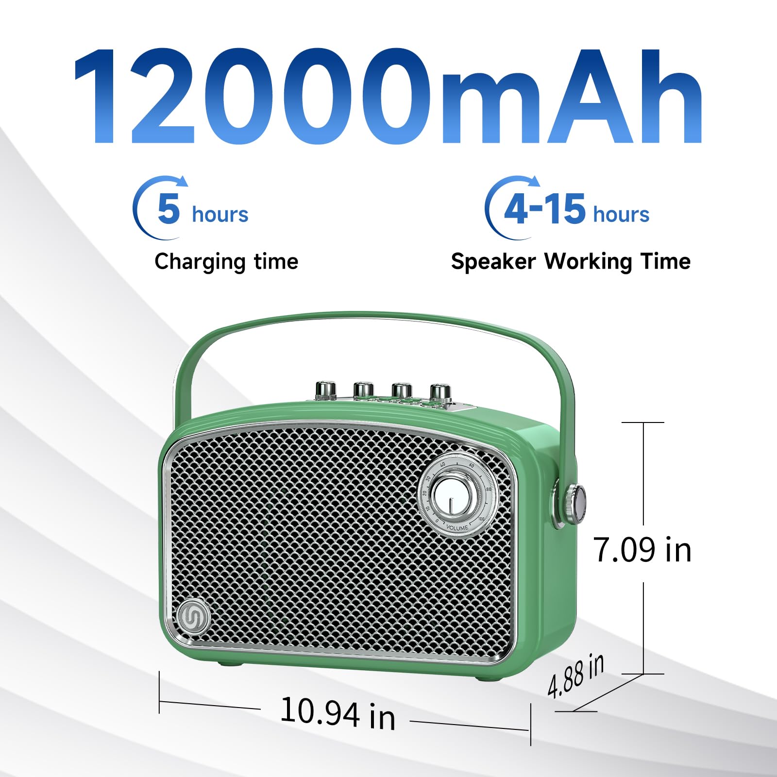 Altoparlante Bluetooth, 120 W di picco per esterni, wireless, altoparlanti portatili per feste con subwoofer, bassi profondi, suono stereo forte per casa, campeggio, viaggi (verde)