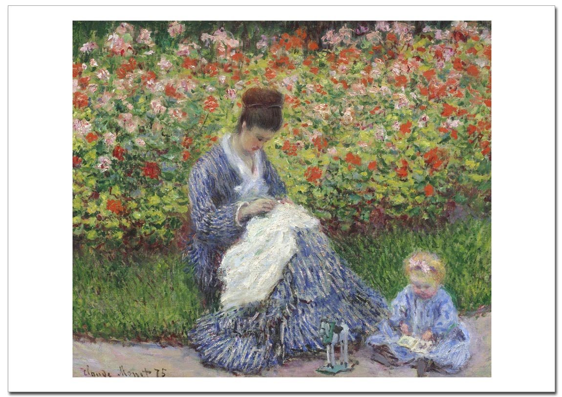 Amazon.co.jp: 世界の名画 モネ 庭のカミーユモネと子供・Camille