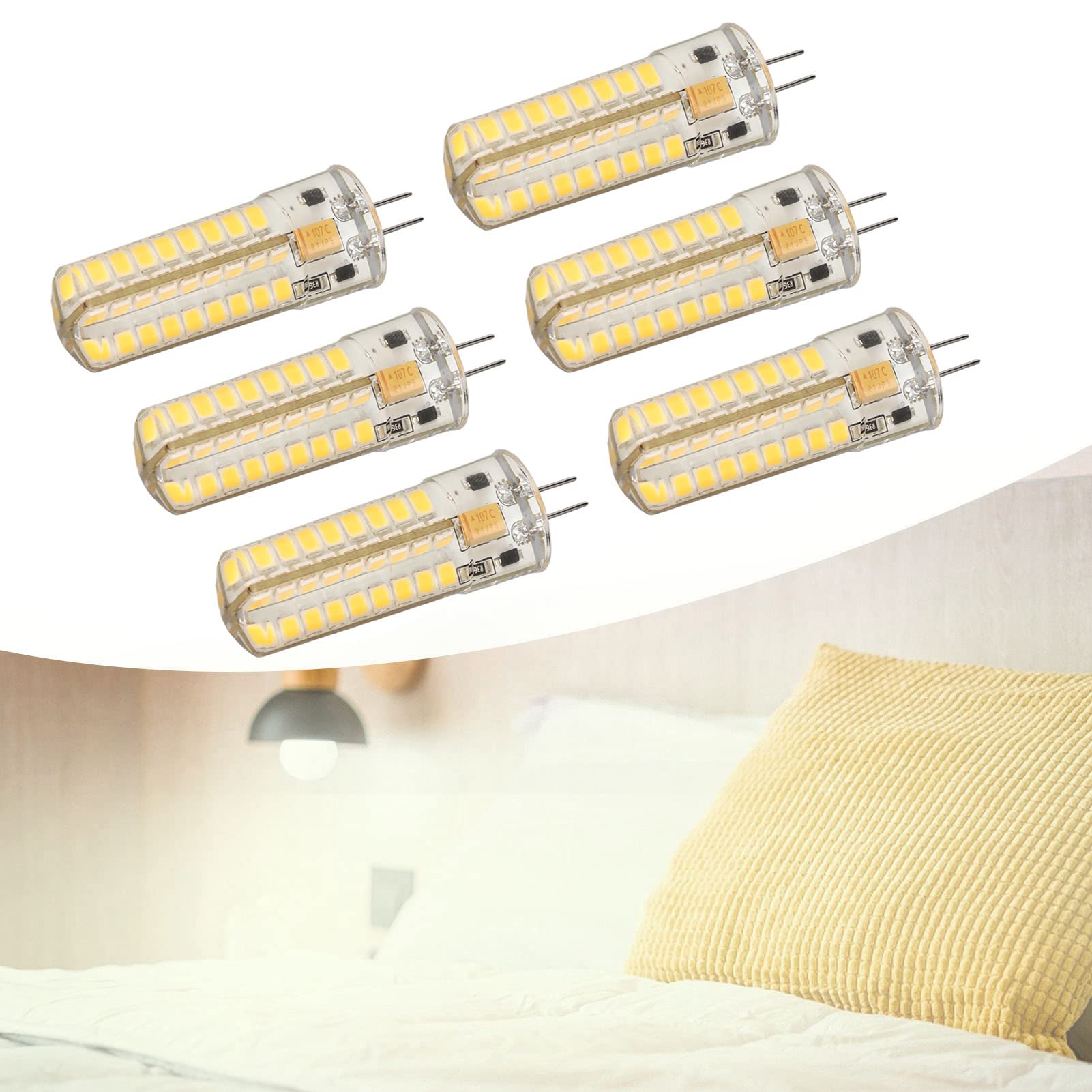 Haofy 6pcs G4 LED Birne 700LM 7W 72LED 360 Grad Beleuchtung Silikon G4 Birne für Deckenleuchte Wandleuchte AC DC12V G4 LED Glühbirne G4 Glühbirne Glühbirne(#2)