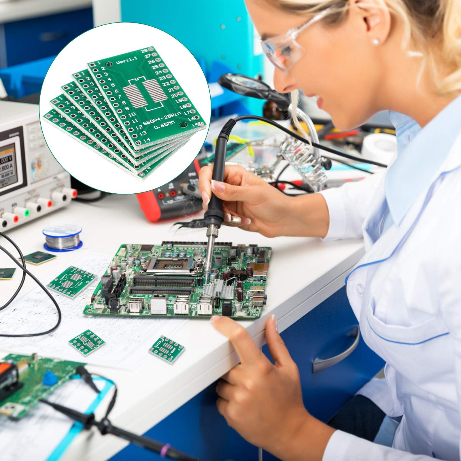 70pcs PCB Board PCB Scheda Universale a Doppia Lato Millefori Stampato Circuito in FR4 per Saldatura Progetto Elettronico Prove Tecniche Fai Da Te -7 Dimensioni