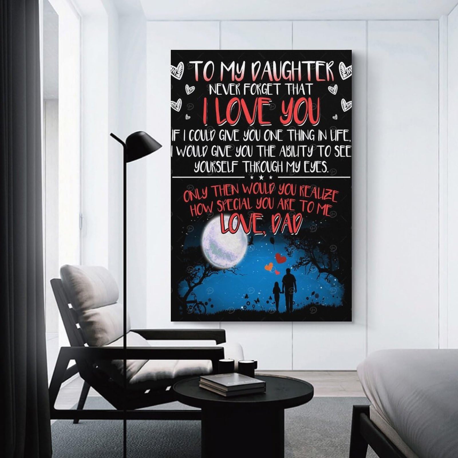 Junmoney To My Daughter - Never Forget That I Love You Home Decor Wall Art, 24x36inch(60x90cm), for Apartments, Flats Or New Home Decor, An Easy Choice for New Home Styling