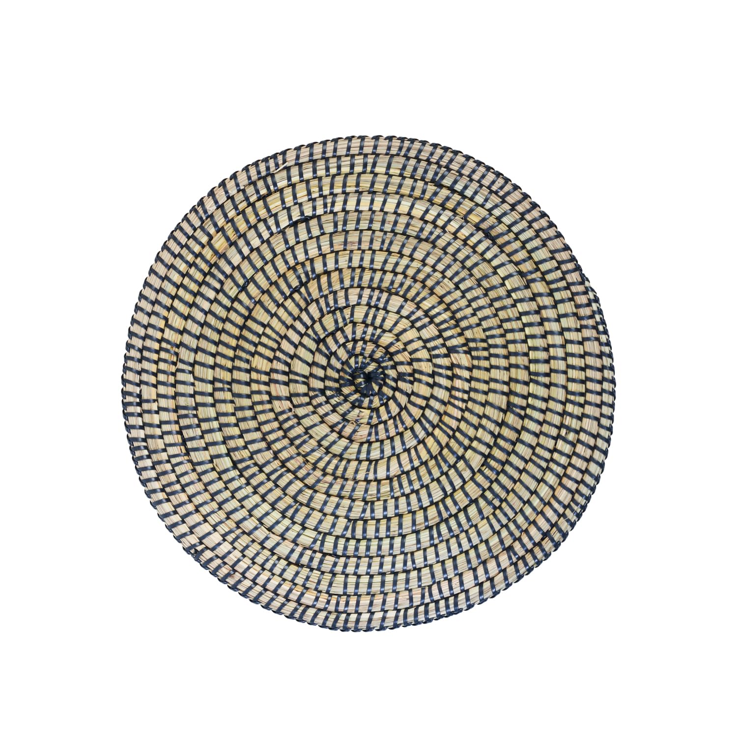 Seagrass Placemats, Handwoven Straw, Natural Organic Aesthetic (Black, 2 Pcs)