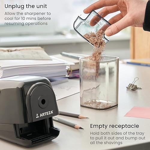 Miniatura 5 de Arteza Sacapuntas negro, sacapuntas silencioso para lápices de 0.31 pulgadas, suministros de oficina para profesores, estudiantes y aulas, estudios