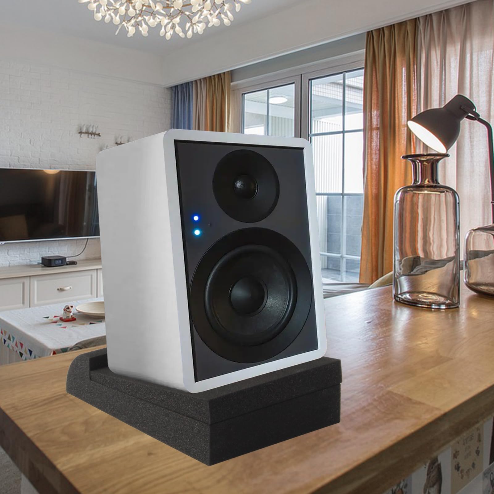 YINSHCO 2 Pack Studio Monitor Isolation Pads for 3-4.5 Inch Monitors, Speakers Sound Insulation Studio Foam Prevents Vibrations, Acoustic Foam to Elevate Fits Most Speaker Stands