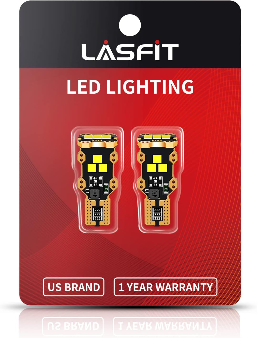 LASFIT 4-Pack 921 912 T15 W5W LED Bulbs Error Free Super Bright Cargo Area and Backup Light White