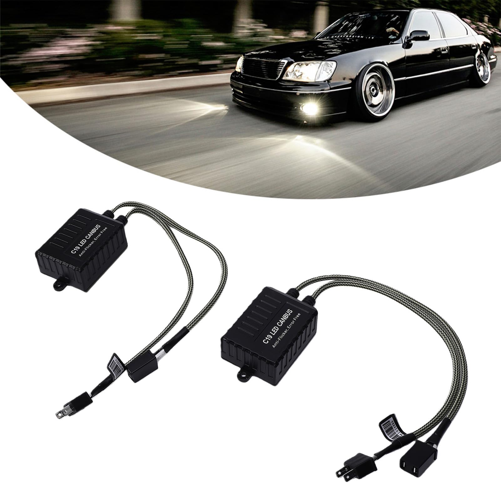 Decodificatore Canbus per Fari a LED, Decodificatore C19 H7 5A Corrente Massima in Plastica per Auto Generiche, Adatto per 9-16 V, CAN Integrato, Anti Sfarfalli