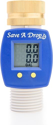 Save a Drop Medidor de flujo de agua P3 con giratorio de latón resistente, mide el uso de un galón desde una manguera de jardín al aire libre, ideal