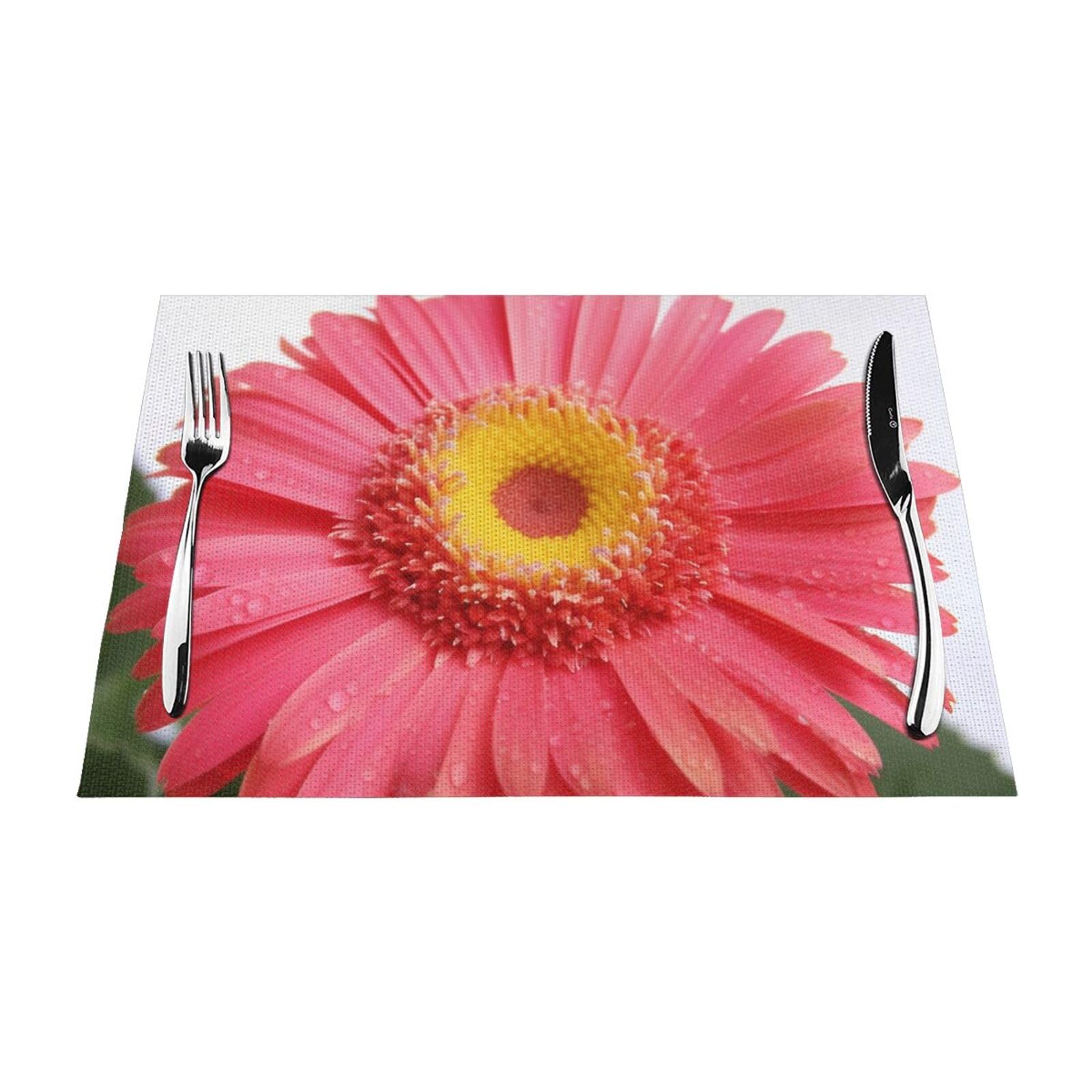 Set de table imperméable floral gerbera lavable pour effacer les taches