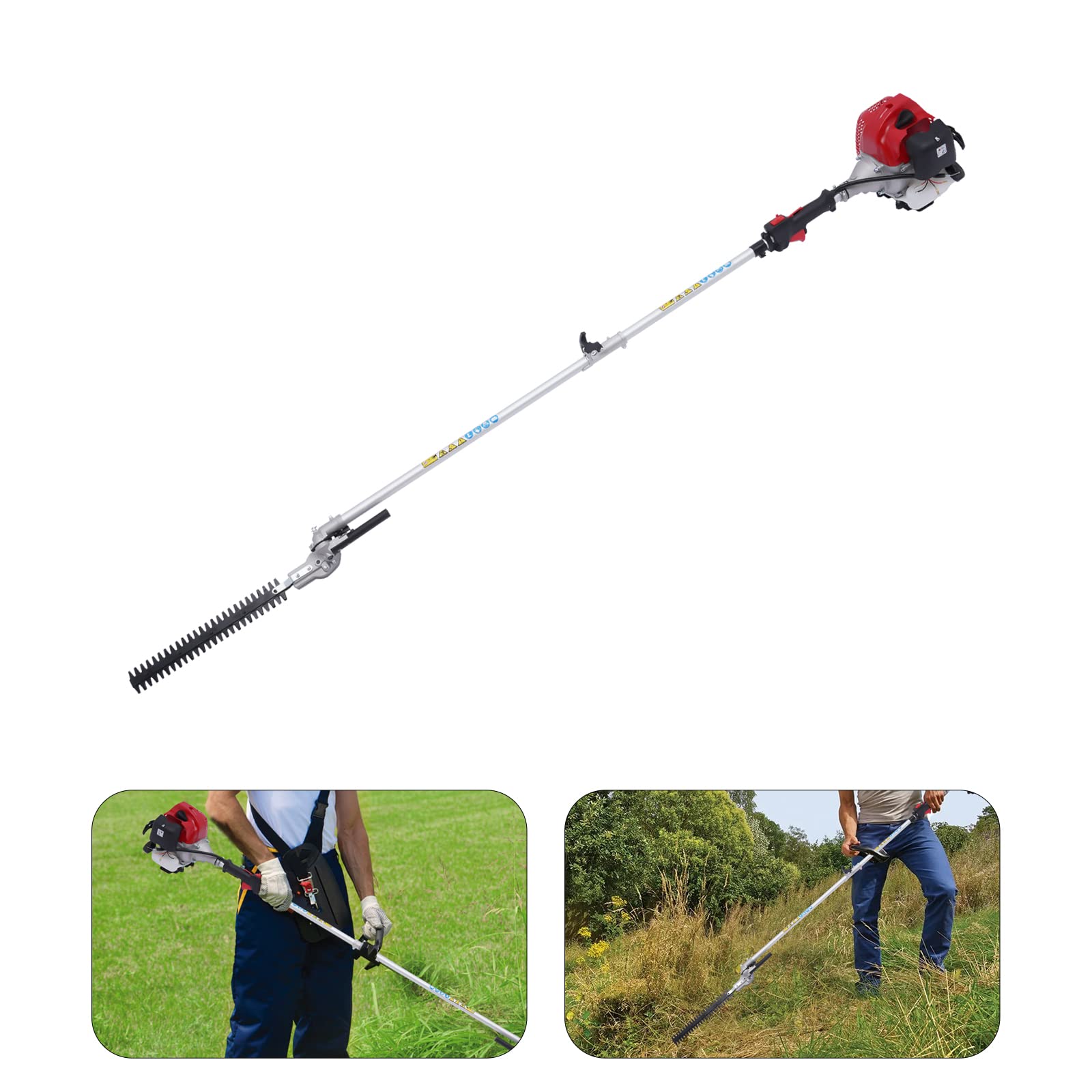 Benzin Motorsense 4IN1 Multitool für Garten, Rasentrimmer, Heckenschere, Hochentaster, Kettensäge