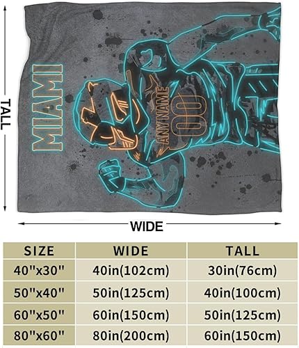 Miniatura 4 de Manta personalizada de Miami con nombre y número de nombre, regalos para hombres, mujeres y niños Arizona,Búfalo,Chicago,Cincinnati,Dallas,Green