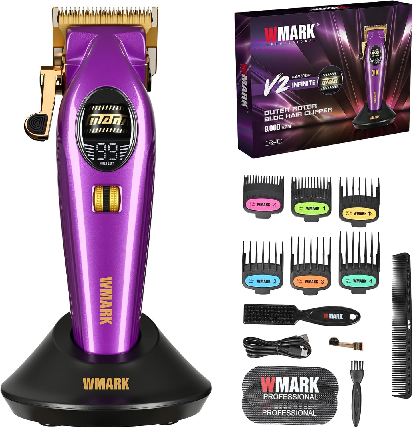 WMARK NG-V2 Professional Hair Clipper, 9000 RPM Outer Rotor BLDC 