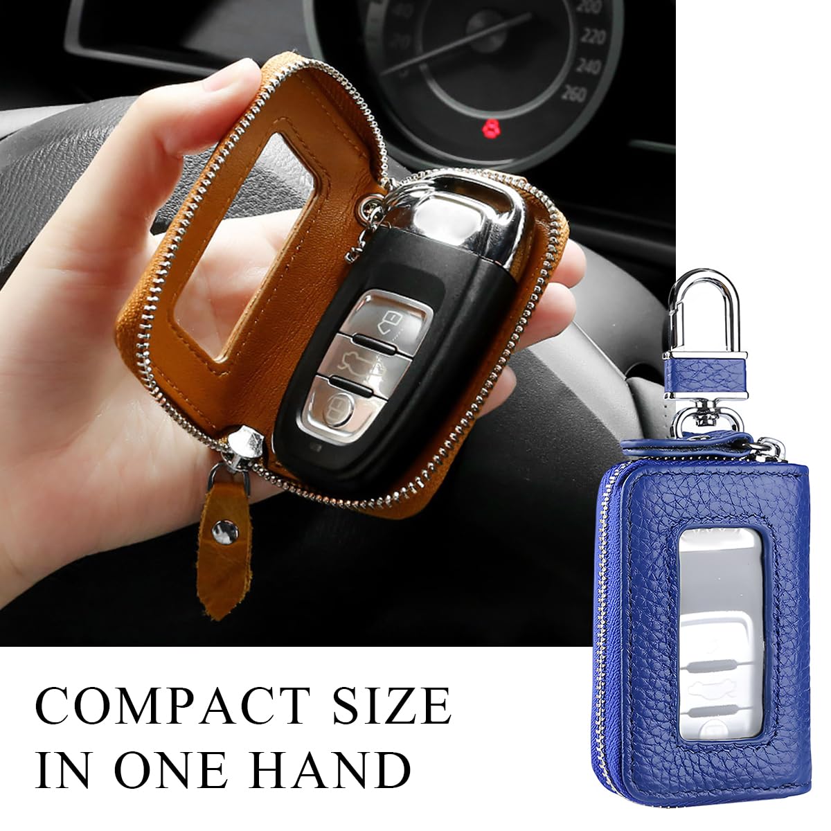 Funda De Piel Para Llave De Coche Con Llavero, Estuche Para