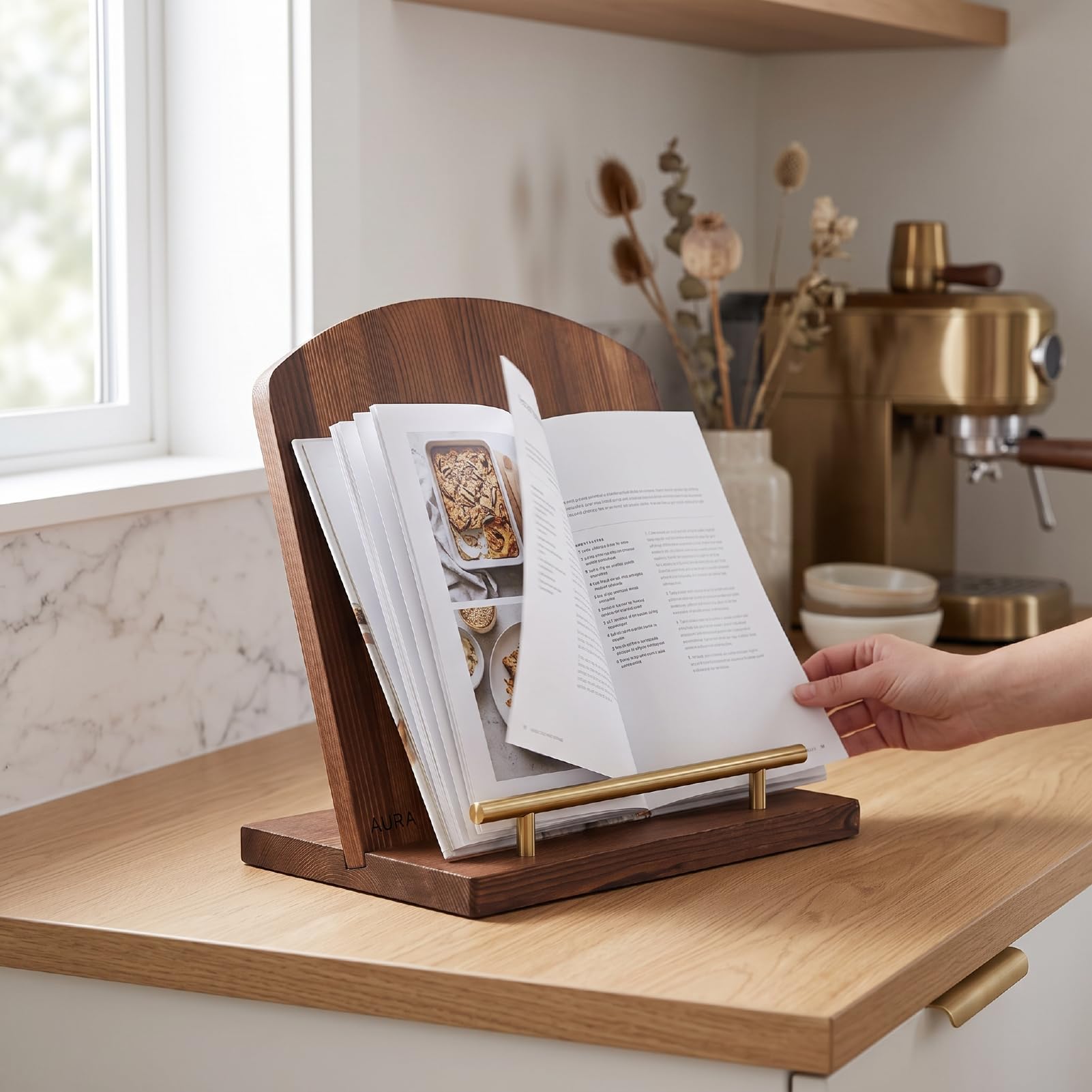 Cryfokt Elegante Supporto per Libri di in Legno con Vassoio da Portata