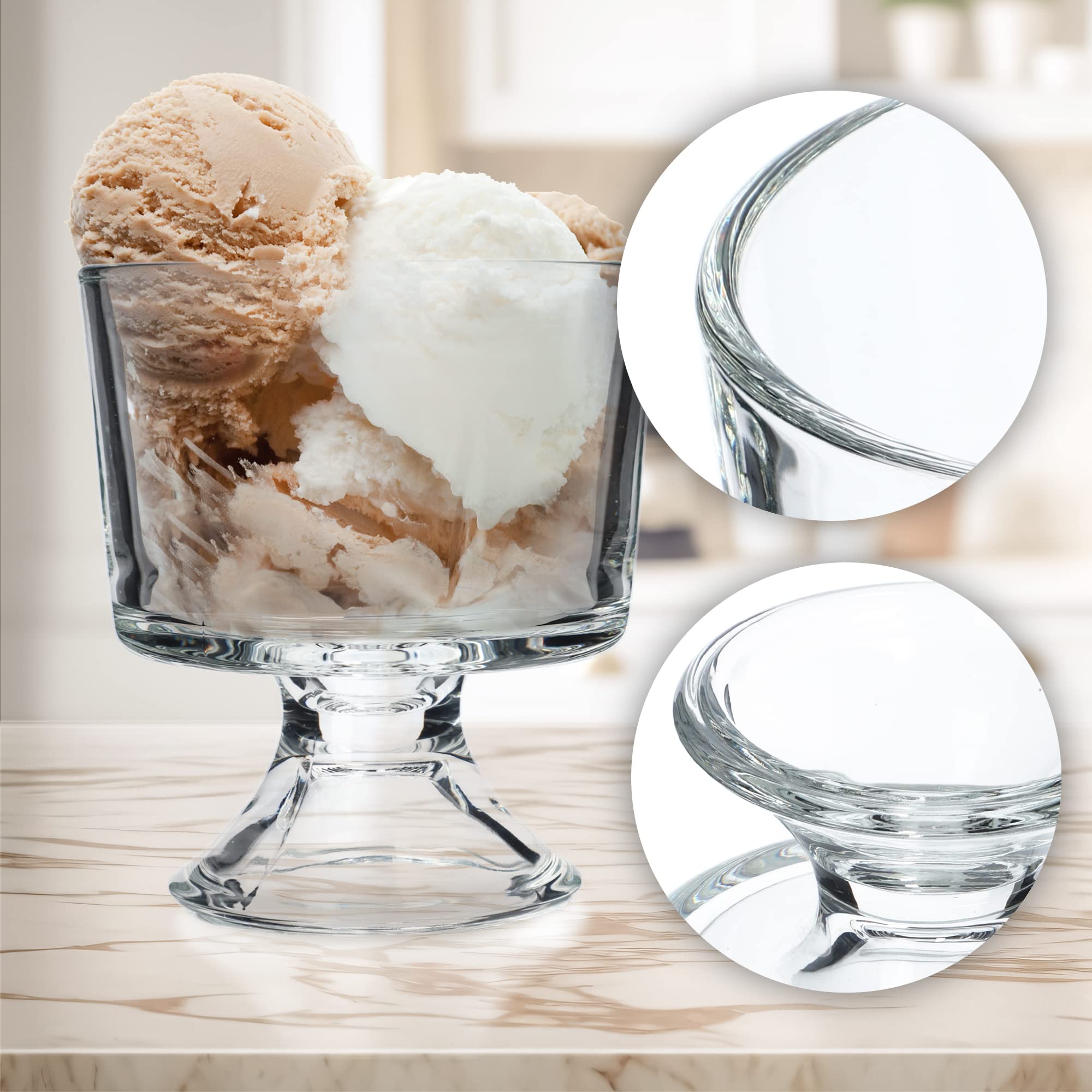 KADAX Copas de Helado de 280 ml, Vasos de Vidrio Transparente con Base Elegante para Postres, Copa de Cristal para Coctel de Marisco y Gambas (Juego de 12)