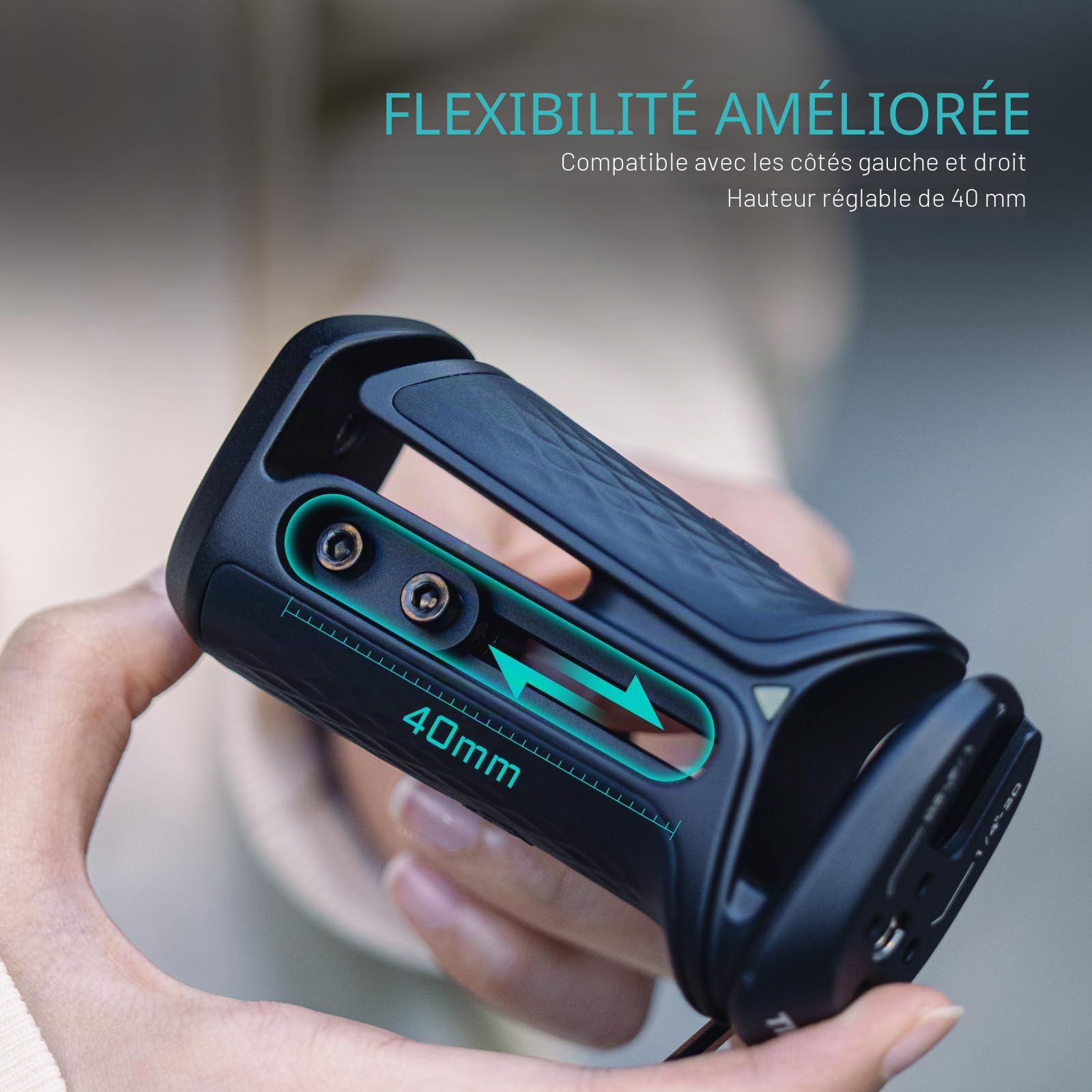 Tilta Poignée Latérale Xeno 1/4″-20 avec Goupilles de Positionnement, Poignée Latérale Ergonomique pour Montages de Caméra et de Moniteur - Noir TA-XSH1-B