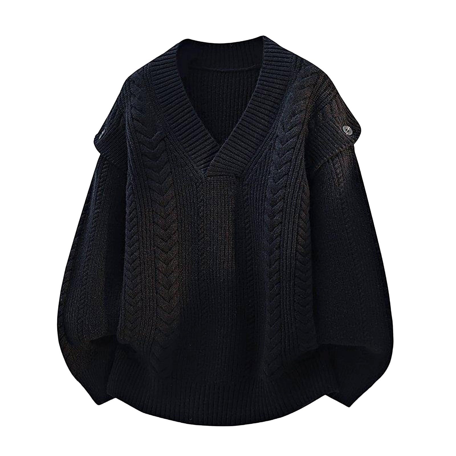 Generico Maglione da Uomo, Scollo a V a Forma di Cuore, Maglia di Base, Maglione Lavorato a Maglia