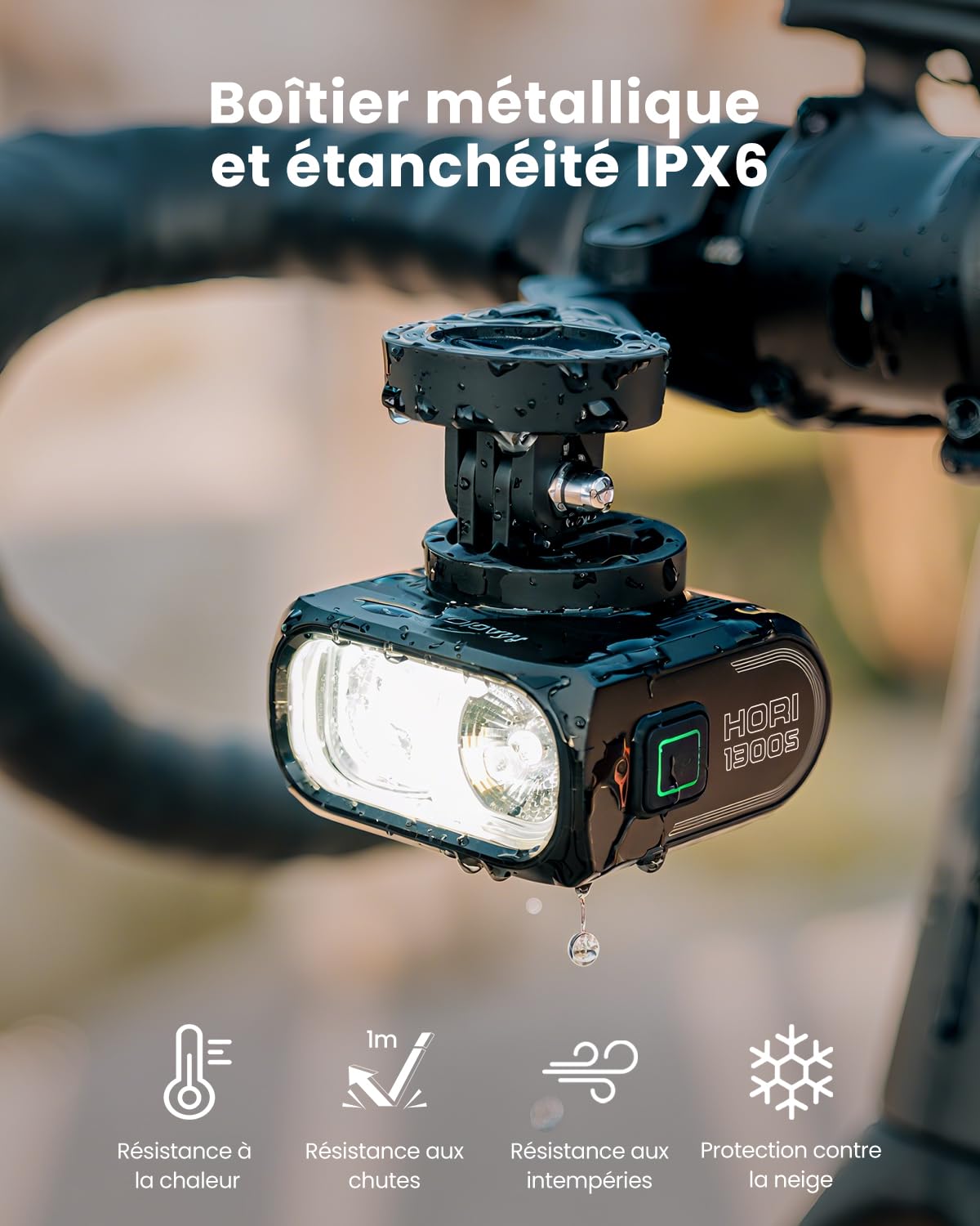 Magicshine Hori1300s Feux de Vélo Rechargeable USB-C Étanche IPX6