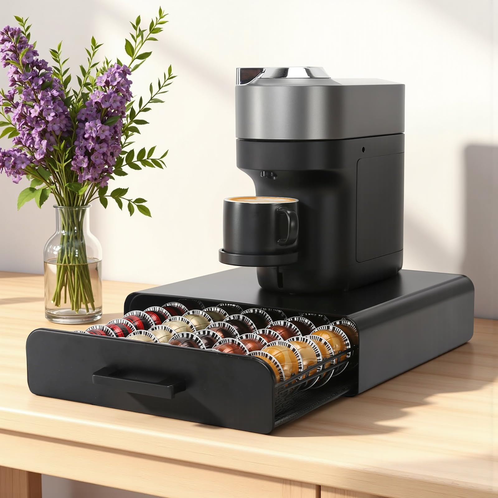 Soporte para Cápsulas de Café,Dispensador Capsulas Vertuo,Organizador Capsulas Vertuo,Cajón para almacenar cápsulas de Vertuoline (capacidad para 40).