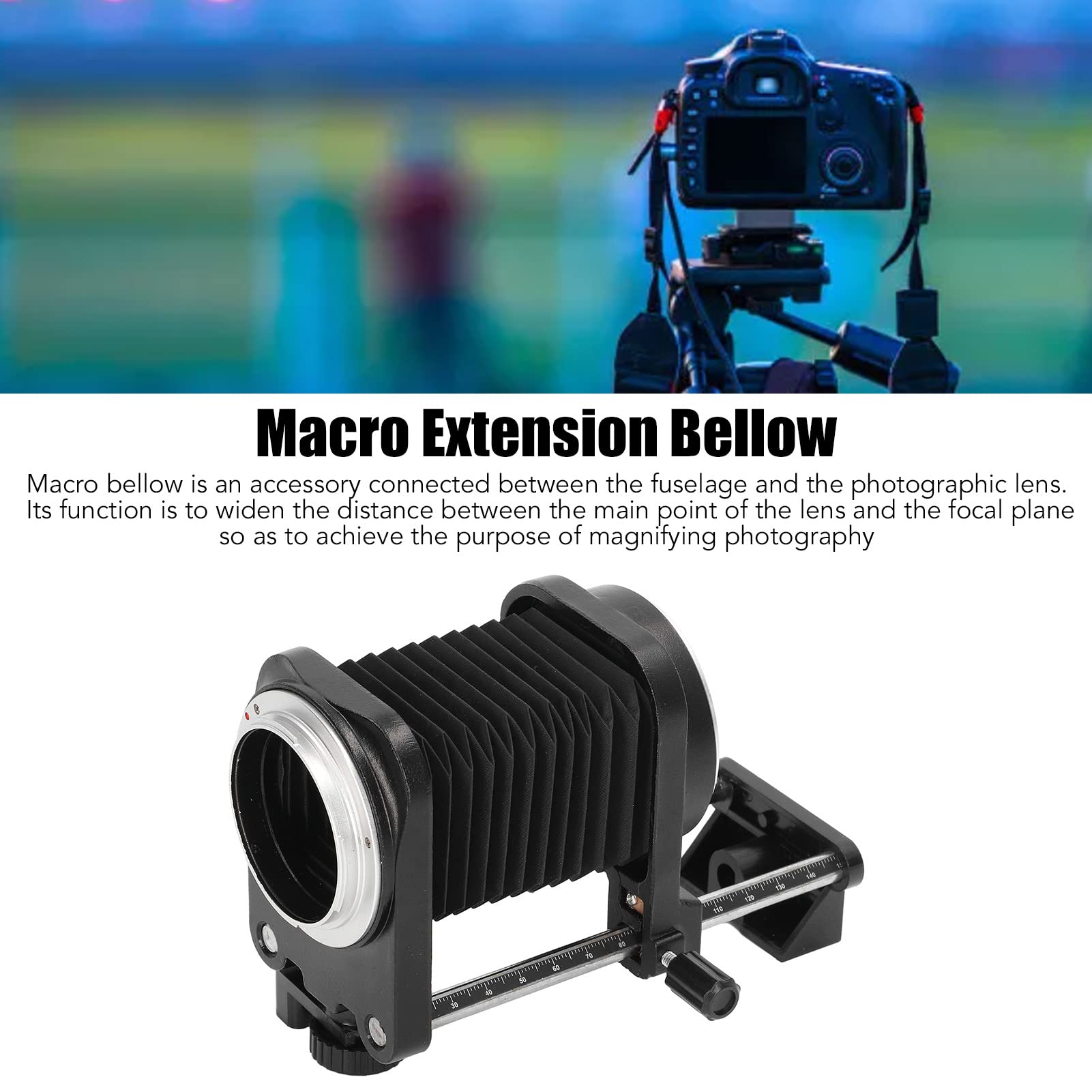 Soffietto di Estensione per Obiettivo Macro in Lega di Zinco per Fotocamere con Attacco R Treppiede Stabile Soffietto Macro da 5,7 Pollici/1,5 Pollici