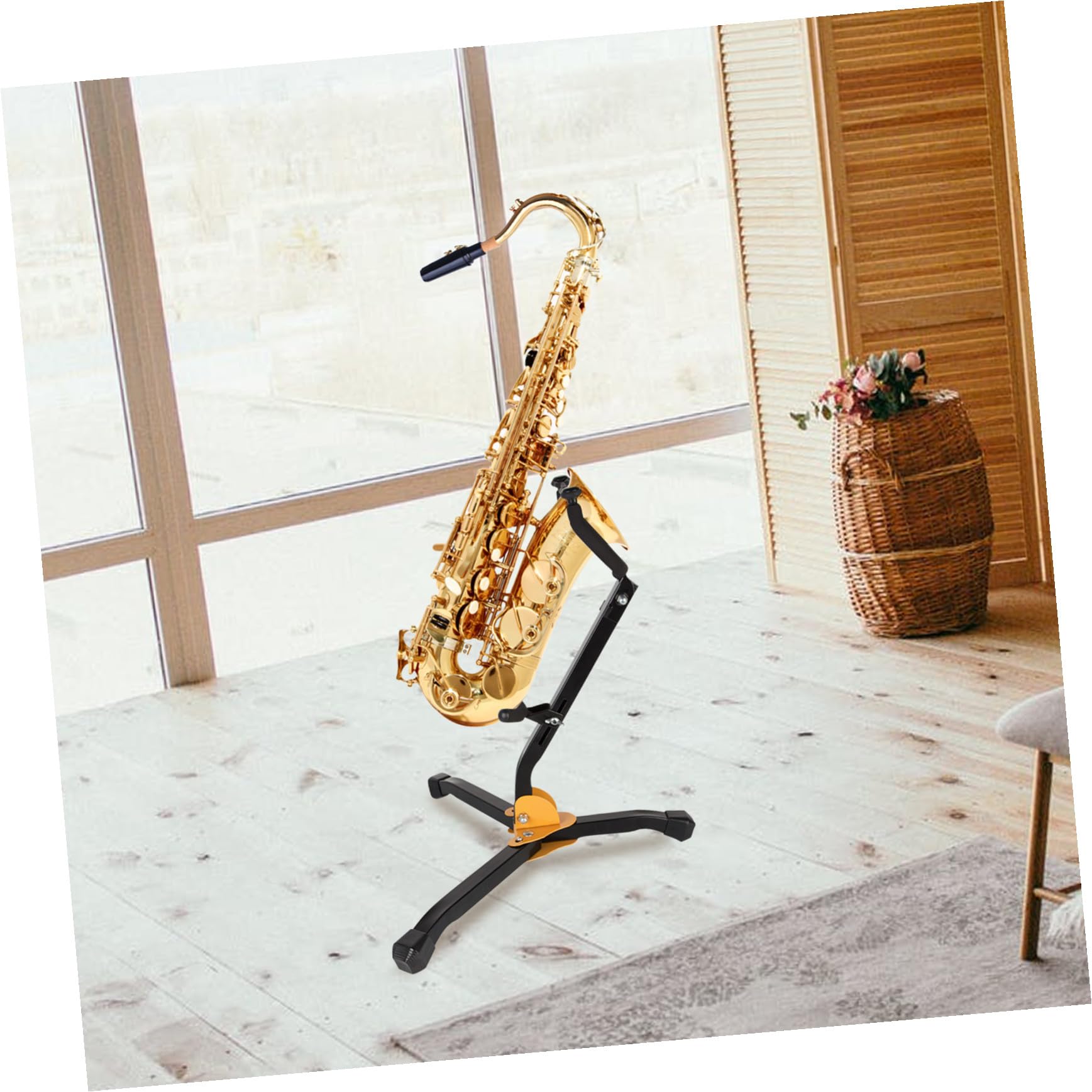 Supporto per Sax Contralto e Tenore in Ferro Pieghevole Portabicchiere Stabile per Casa e Negozio Regalo Pratico per Musicisti
