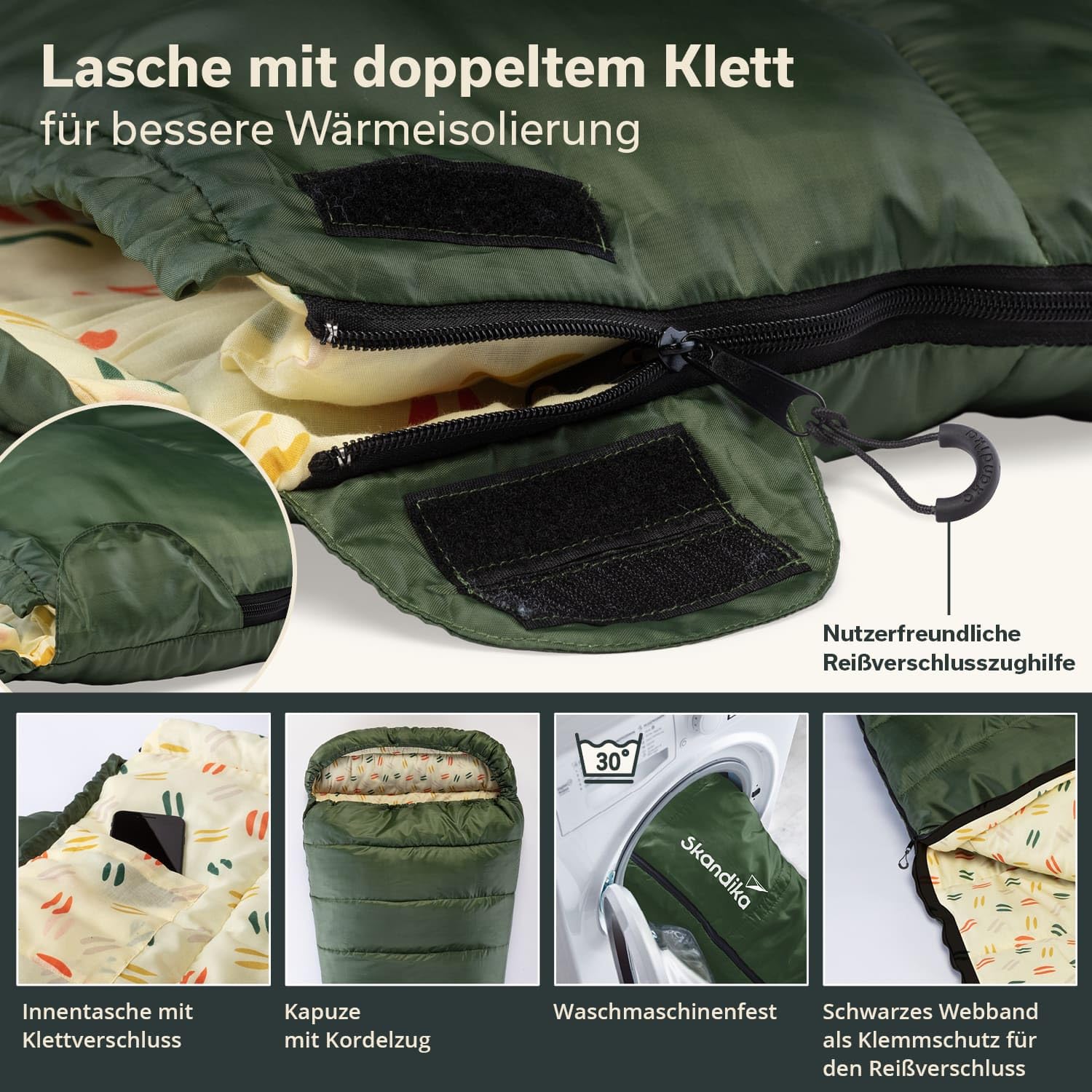 Skandika Schlafsack Vegas | XXL Mumienschlafsack mit/ohne Polycotton Innenfutter, für Erwachsene, koppelbar, Doppelschlafsack, 3 Jahreszeiten, bis -12°C, 220 x 110 cm | Winter Outdoor Camping Wandern