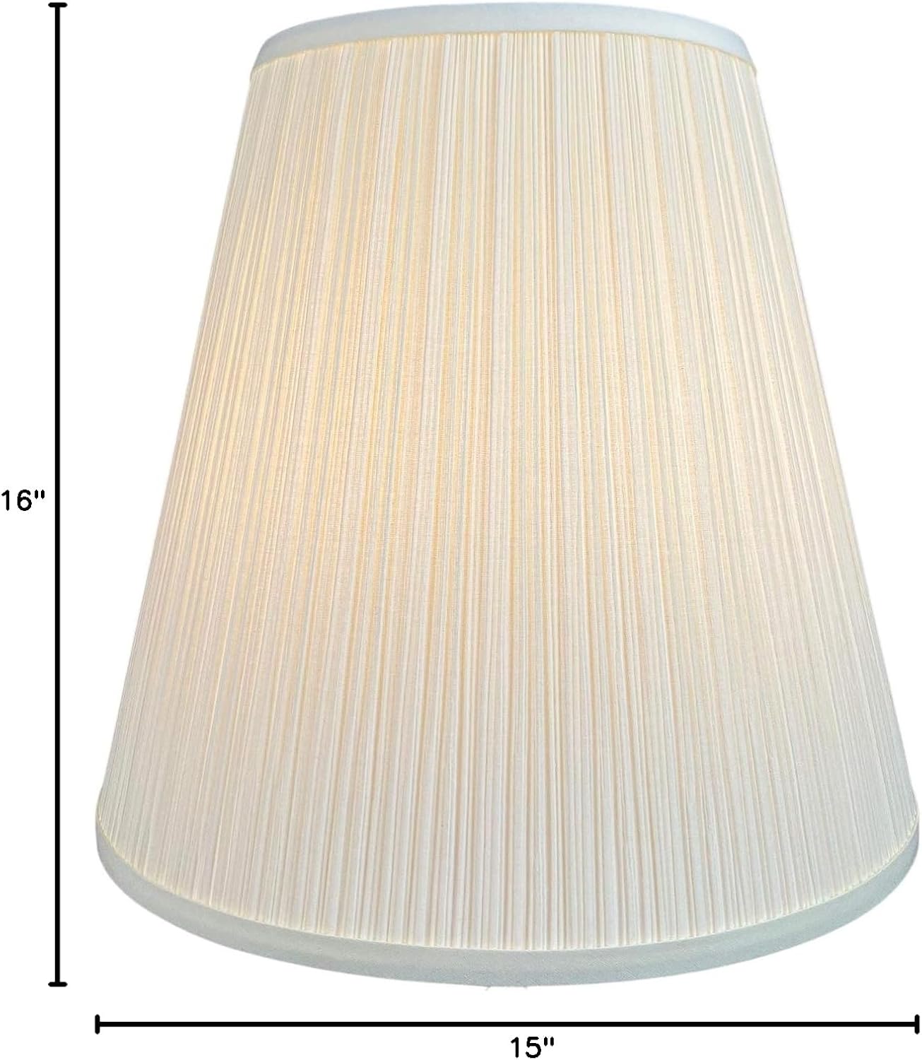 FenchelShades.com Lampshade 9" Top Diameter x 16" Bottom Diameter x 15" Slant Height with Washer (Spider Attachment), in Pleated Mushroom Cream