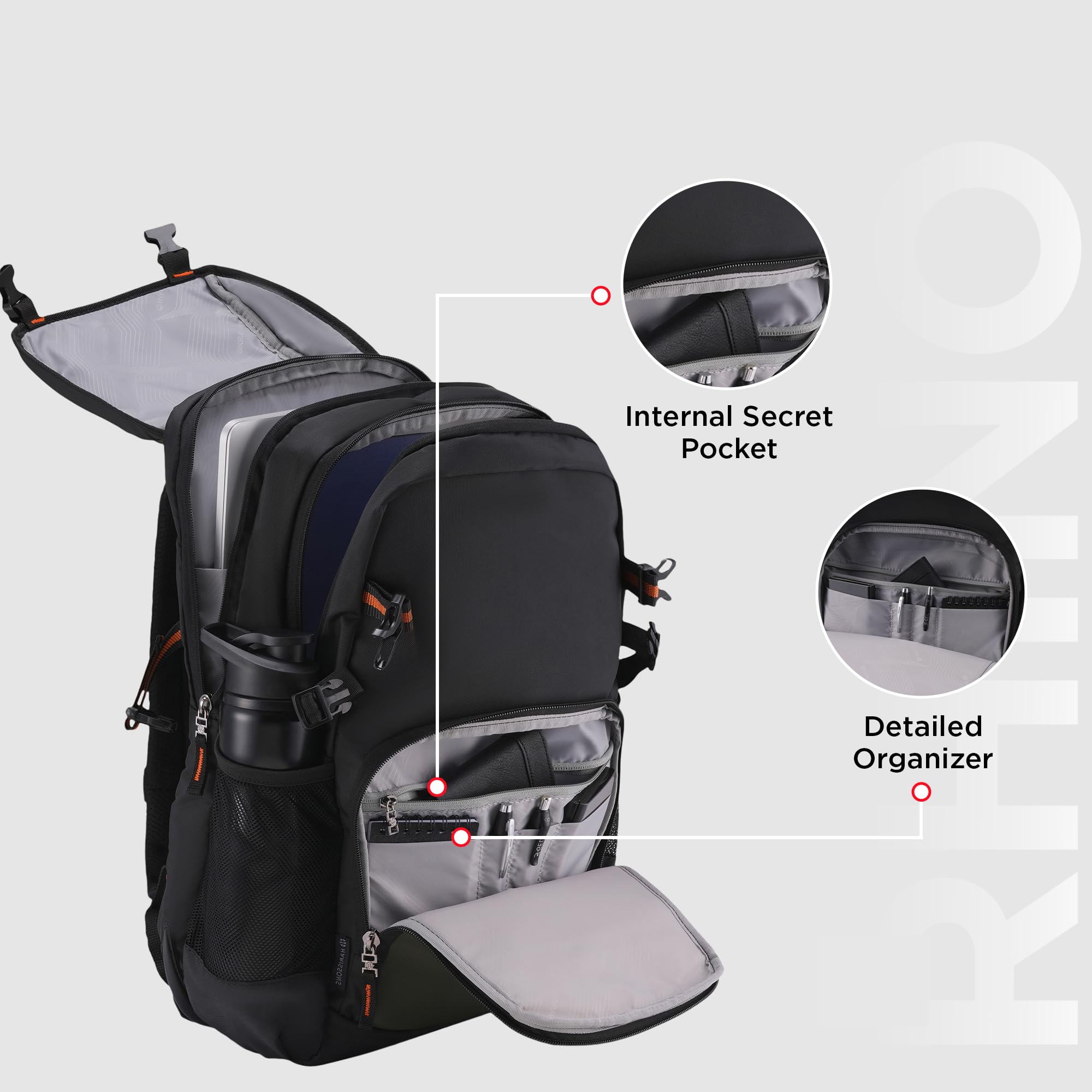 HARISSONS RHINO Laptop Backpack | 30L | Fits 15.6β Laptop | 420D PU-Coated Polyester & Vegan Leather | Office, Commute & Travel | Laptop Protection, Trolley Sleeve, Organizer (Army Green) 1