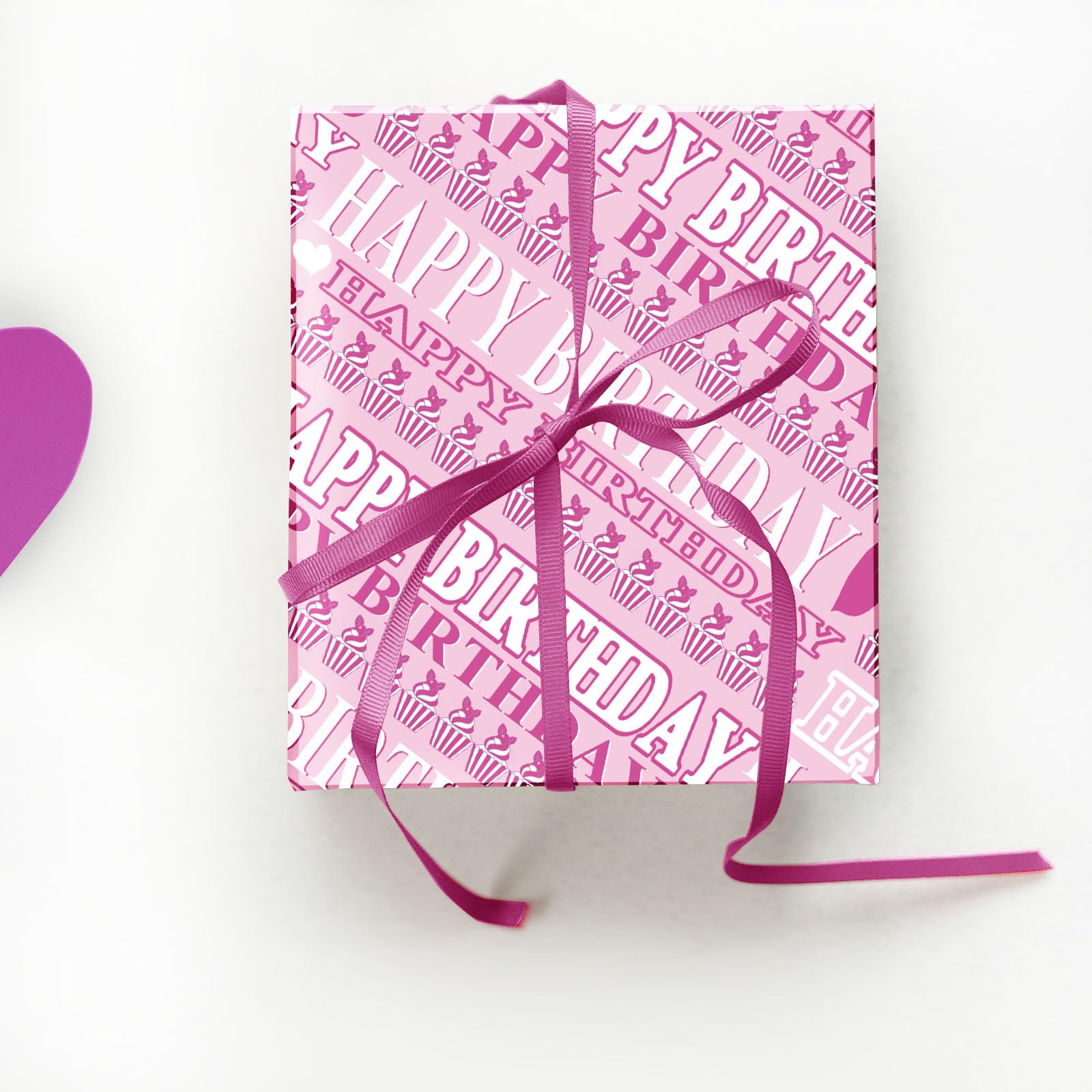 Carta Da Regalo,Carta Da Regalo Compleanno 85 * 60cm Grande Formato Con 4 Mosca Rosa,2 Biglietto Auguri,4 Etichettecarta Regalo Per Bambino Ragazze Ragazzi Donne Uomini