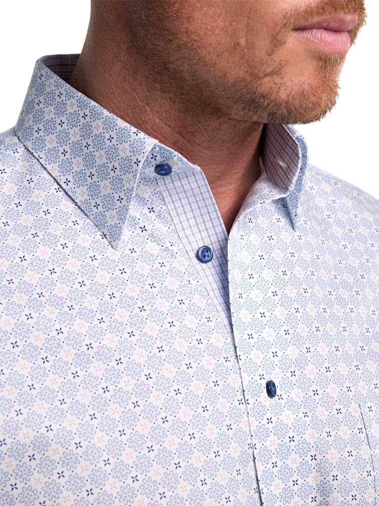 Paul Fredrick Men's Classic Fit Non-Iron Cotton Geometric Dress Shirt