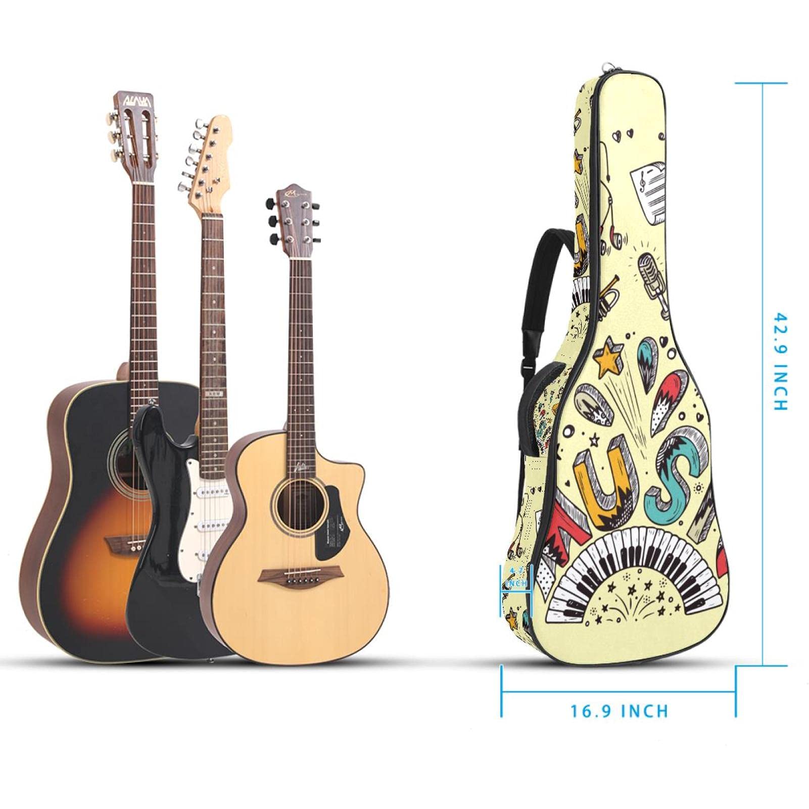 42 Pollici Chitarra Acustica Borsa con Antiurto Spessa Imbottito Zaino per Chitarra Basso Folk Classica Strumenti Musicali Musica