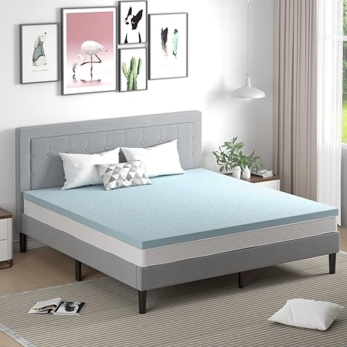 Miniatura 7 de Giantex Cubrecolchón de espuma viscoelástica de 3 pulgadas, cubrecolchón de enfriamiento con infusión de gel con diseño ventilado para aliviar la