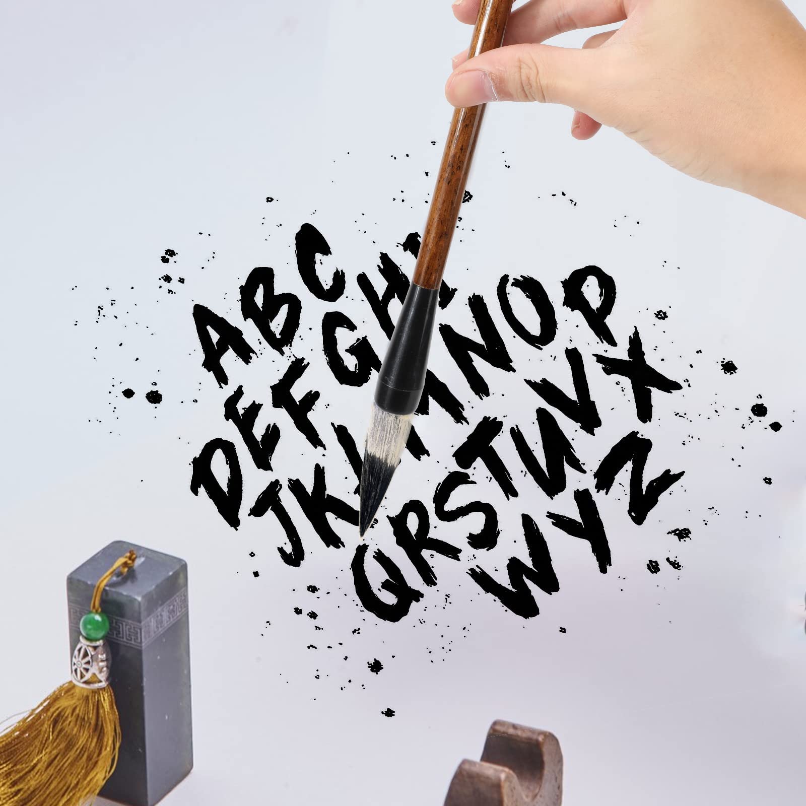 Pincel De Caligrafía China Y Japonesa Para Tinta Sumi | Ideal Para Pintura, Dibujo Y Acuarela | Mango De Resina Y Cerdas Mixtas