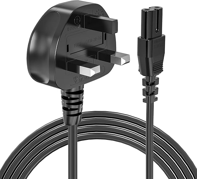 Power Cable for Xbox PS4 PS5, Ancable C7 Figure 8 Power Cord 2 Pin Plug for PS4 PS5 Xbox One Series X/S HP Printer Sumsang LG Toshiba Philips Panasonic TV Sky box, Sky Plus+ HD Box 1M