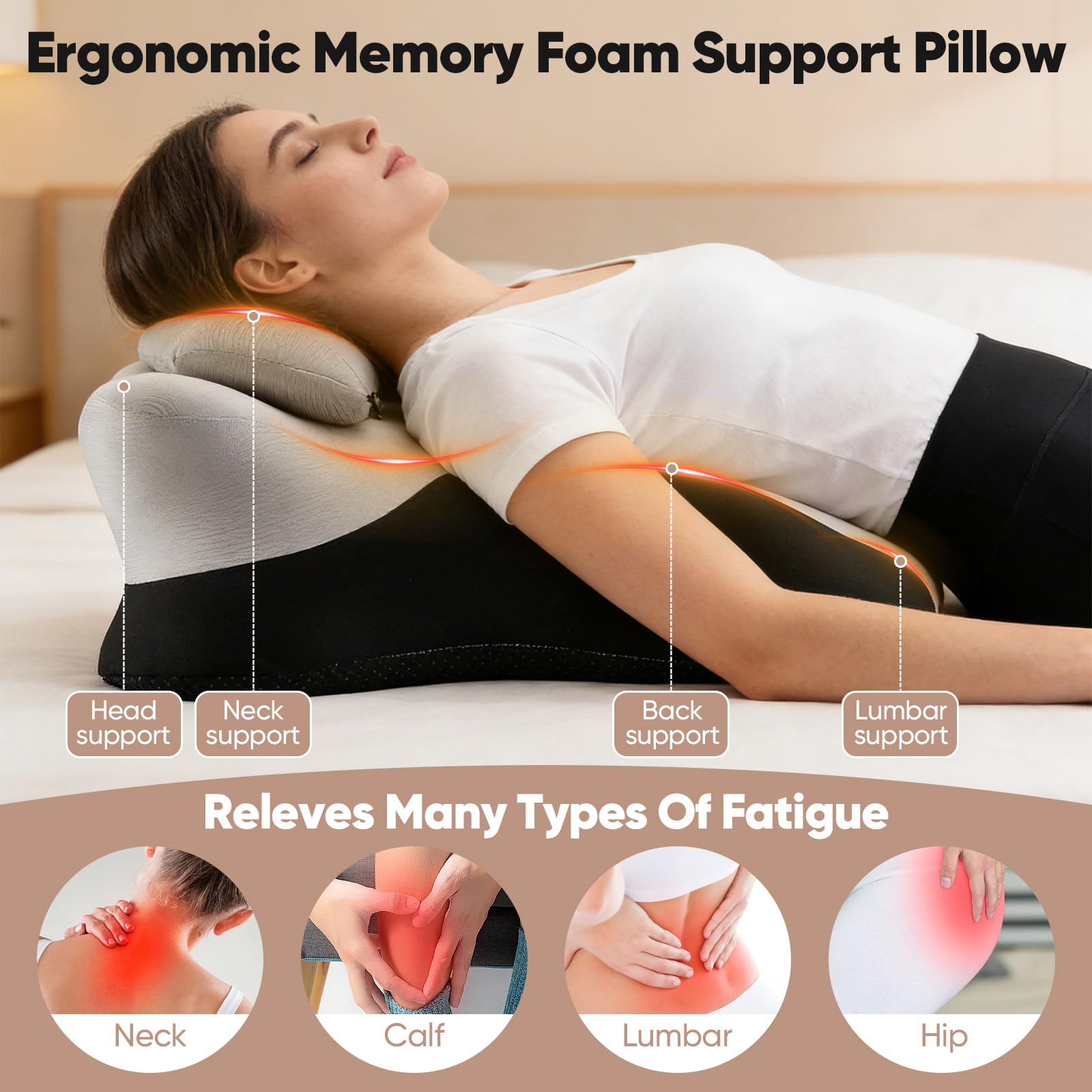 Almohada De Lectura Ergonómica Viscoelástica, Cojín Triangular para Cama Y Sofá con Funda Lavable, Soporte para Espalda Y Piernas, Ideal para Relajación Y Posicionamiento Ortopédico