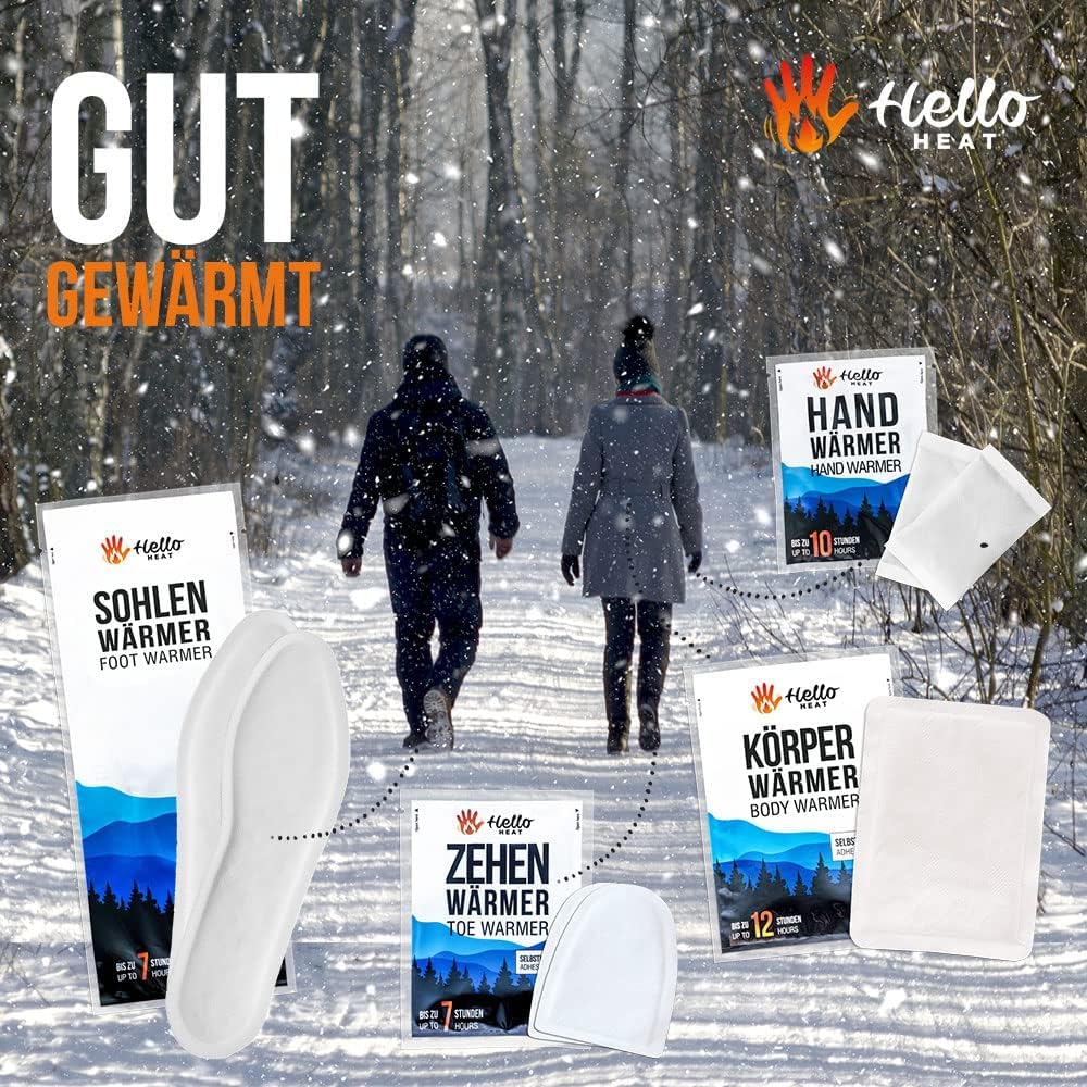 HELLO HEAT Handwärmer, 10, 20 oder 40 Paar Wärmepads für 10 Stunden Wärme I Sofort aktivierbare Taschenwärmer I Zuverlässiges Heatpad – für Jackentasche, Hosentasche & als Handschuhwärmer