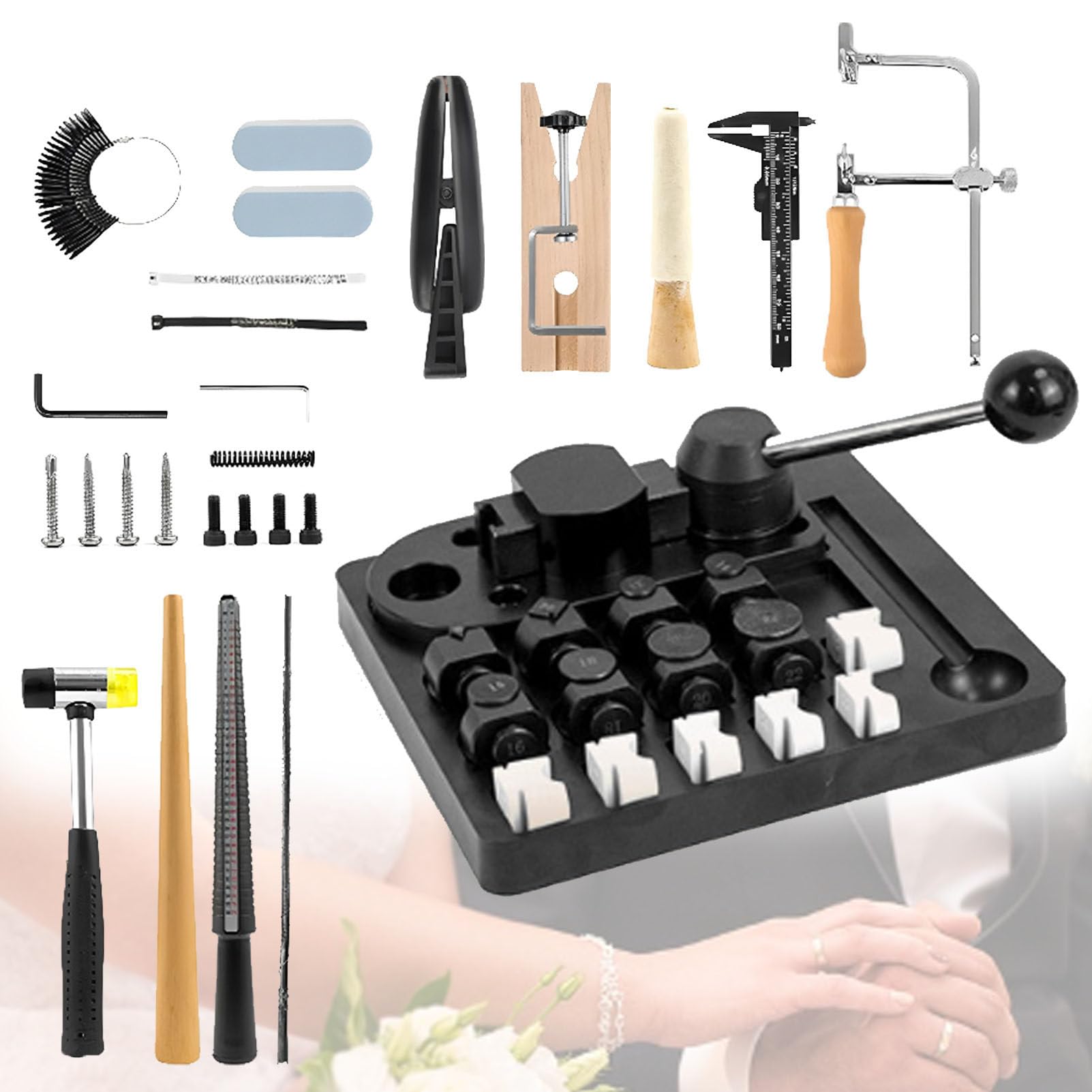 YXYLJOZ Ring Bender Tool Ring Bending, Earring Bending Machine with Nylon Dies, Multi-Functional Ring Bending Machine for Jewelry Making
