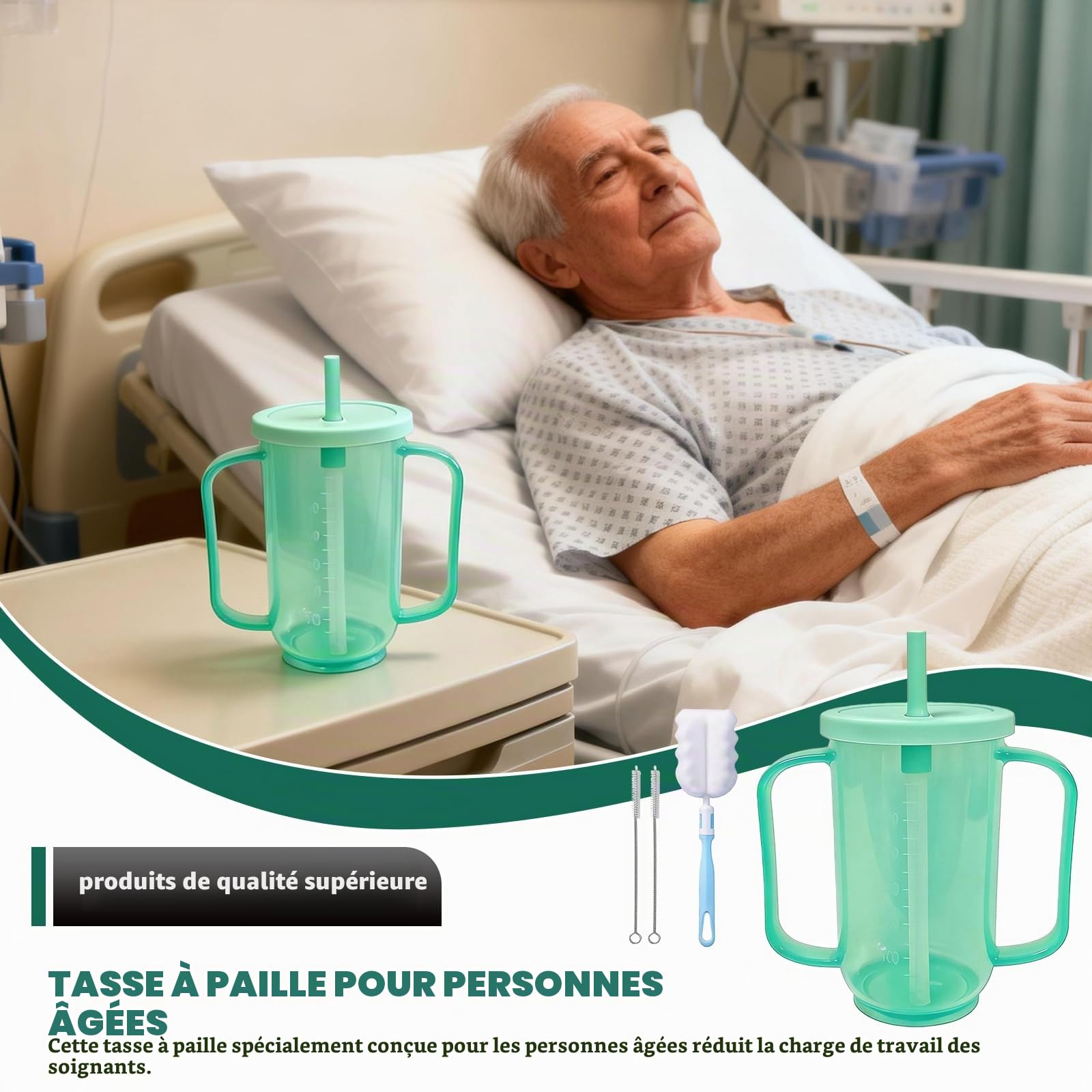 Tasse à bec bleu pour personnes âgées : gobelet avec poignée et bec, 350 ml tasses anti-fuite pour personnes âgées, gobelets à bec pour adultes