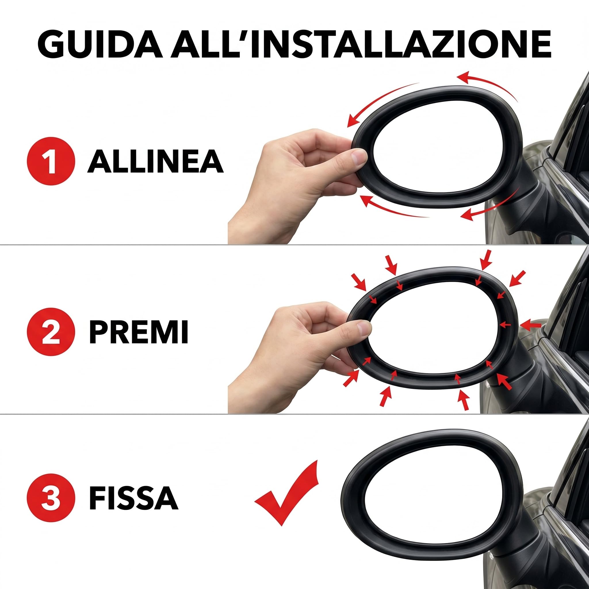Guarnizione in gomma per alloggiamento specchietto retrovisore esterno per Mini Cooper R55 R56 R57 R58 R59 2007-2015, sostituisce 51167261775 51162755639, nero, confezione da 2