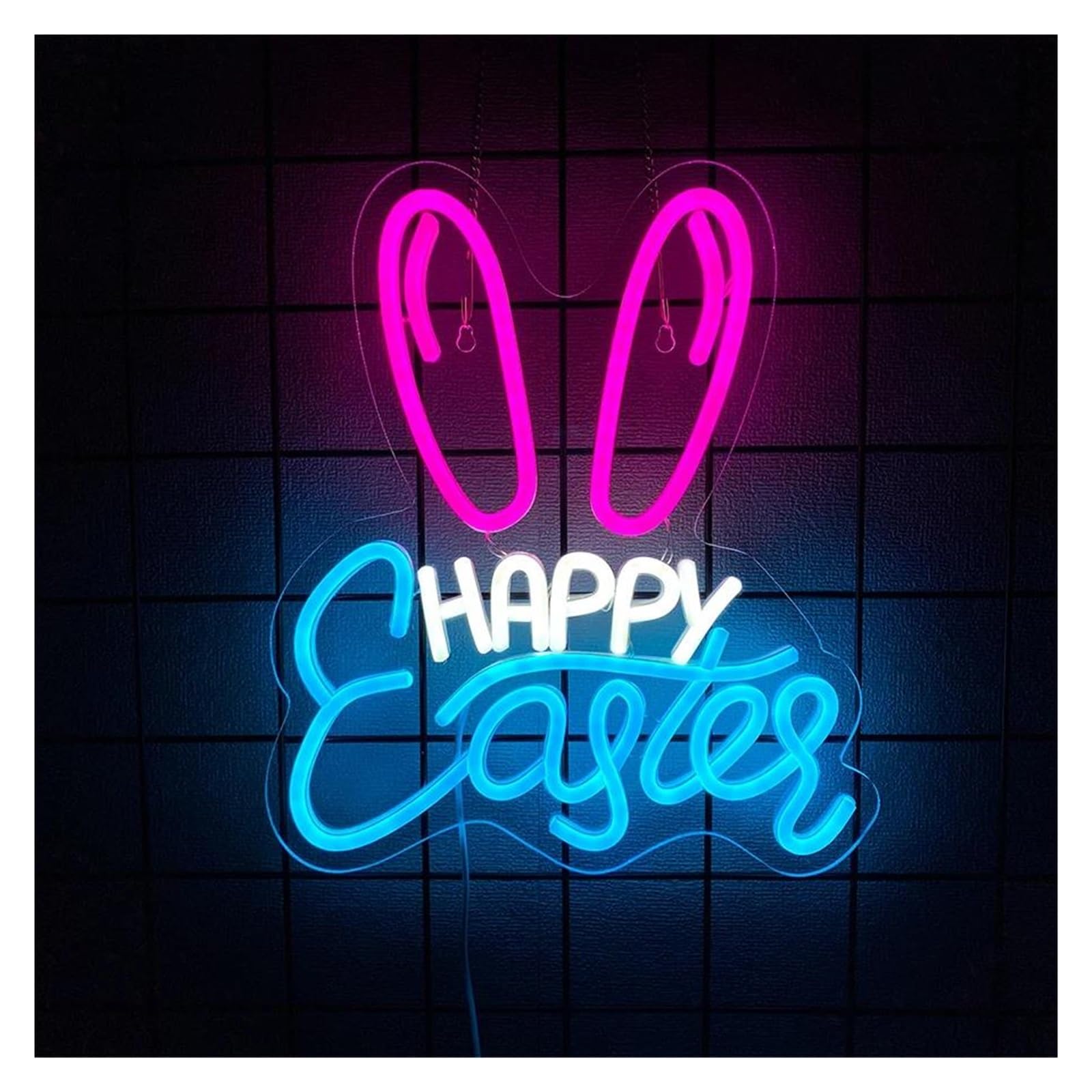 XENITE Hanging Art Neon Signs Happy Easter Neon Sign, Bunny Light for Decor Kids Room Bedroom Aesthetic Wall Mount Indoor Decor 28.5cmх32.5cm