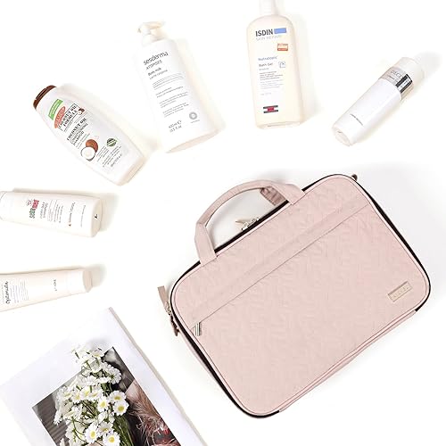 Miniatura 5 de NISHEL Neceser portátil, organizador de artículos de tocador de viaje, Rosado
