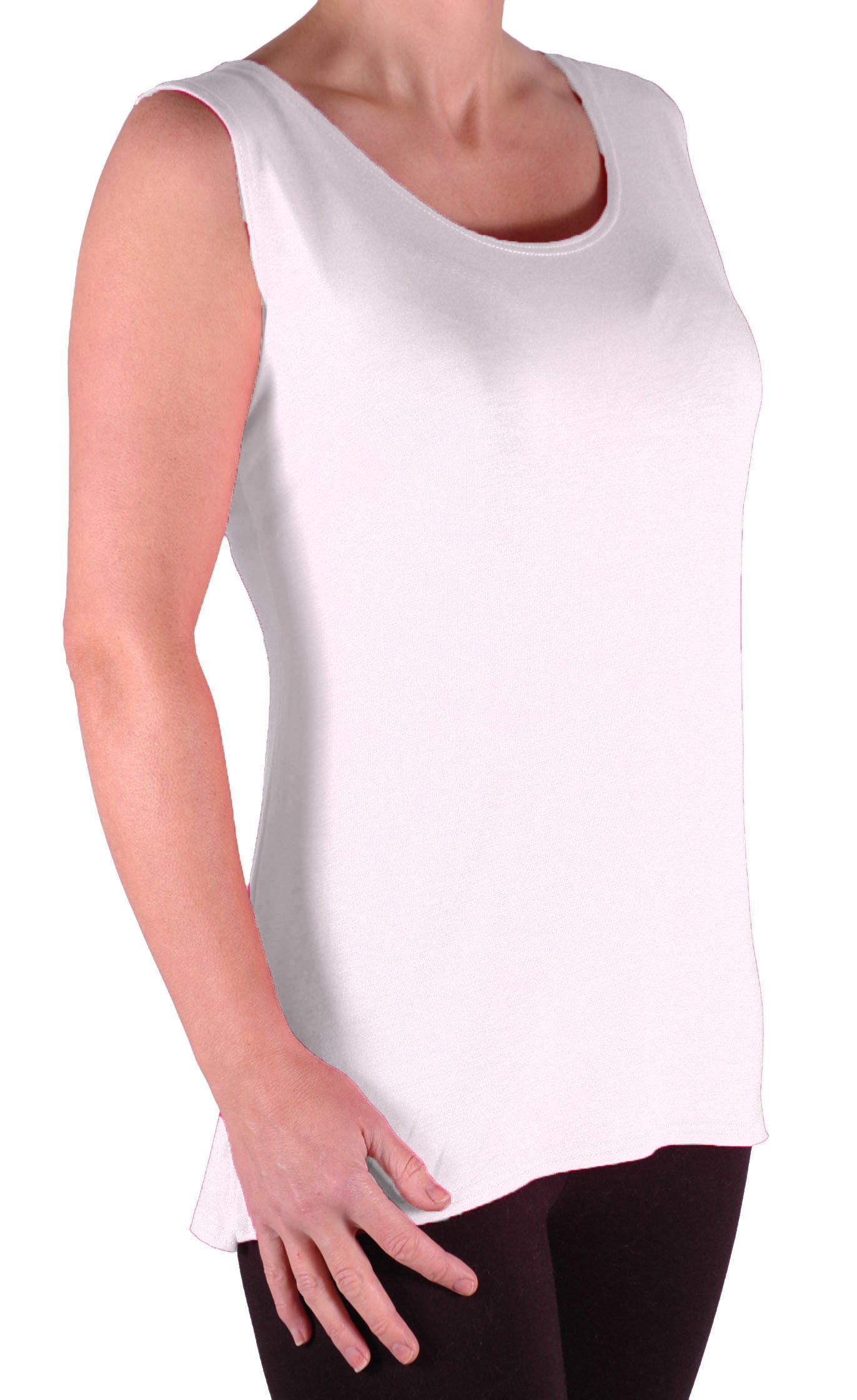 EyeCatch TM - Virginia Womens Cami Top Ladies Plus Size Long Camisole Vest White Size 30/32